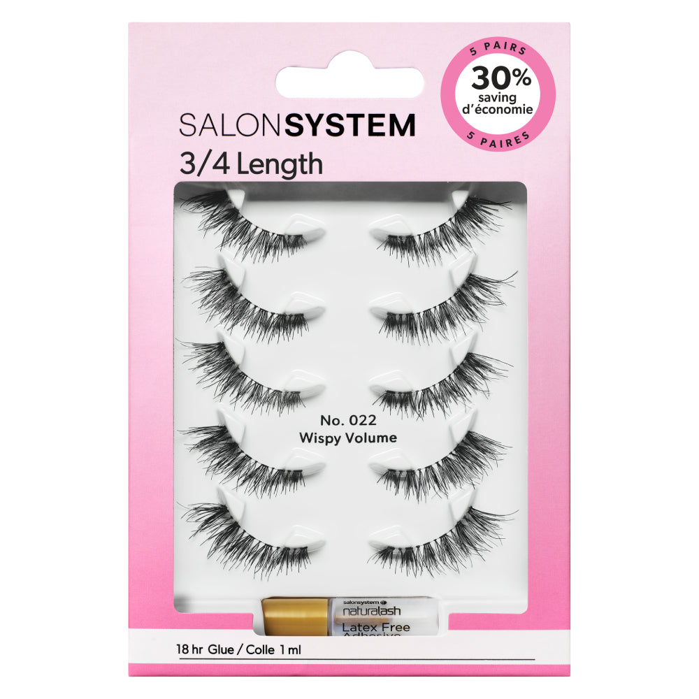 Salon System 3/4 Length No.022 Wispy Volume Lashes (5 pack)