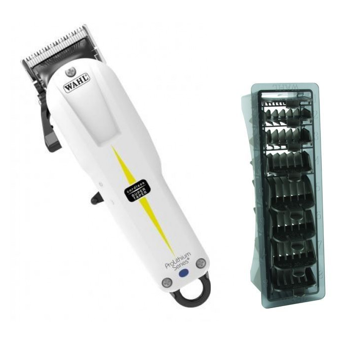 Wahl Cordless Super Taper Clipper and 1-8 Black Clipper Comb Set