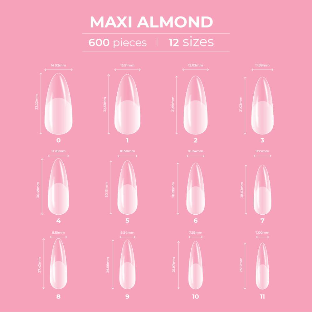 Glitterbels Dream Coverage Full Tips Almond Maxi (12 sizes x 50)