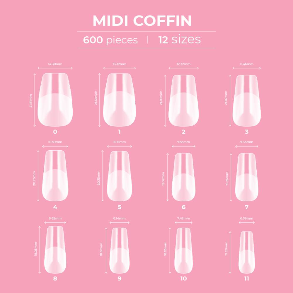 Glitterbels Dream Coverage Full Tips Coffin Midi (12 sizes x 50)