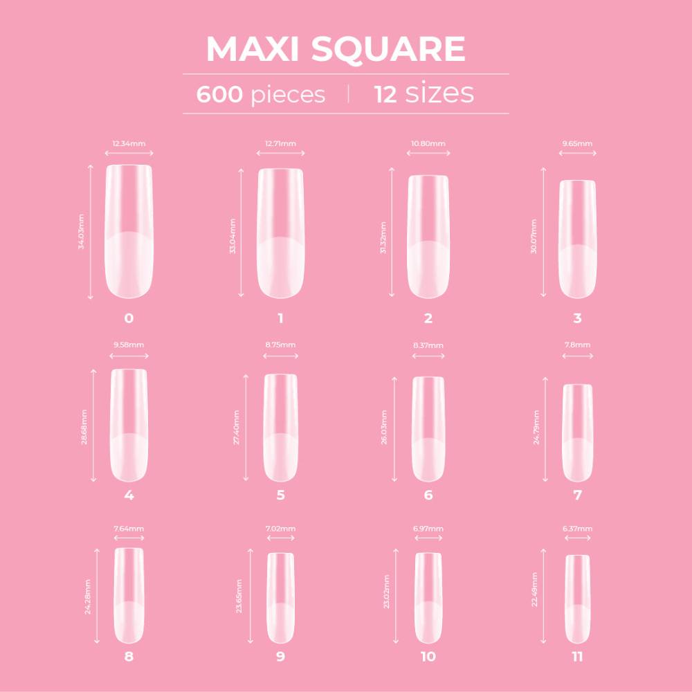 Glitterbels Dream Coverage Full Tips Square Maxi (12 sizes x 50)