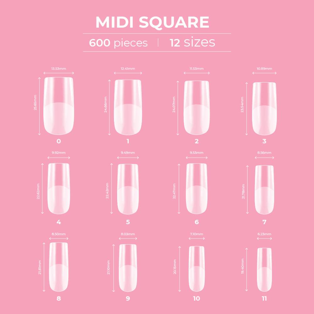 Glitterbels Dream Coverage Full Tips Square Mini (12 sizes x 50)