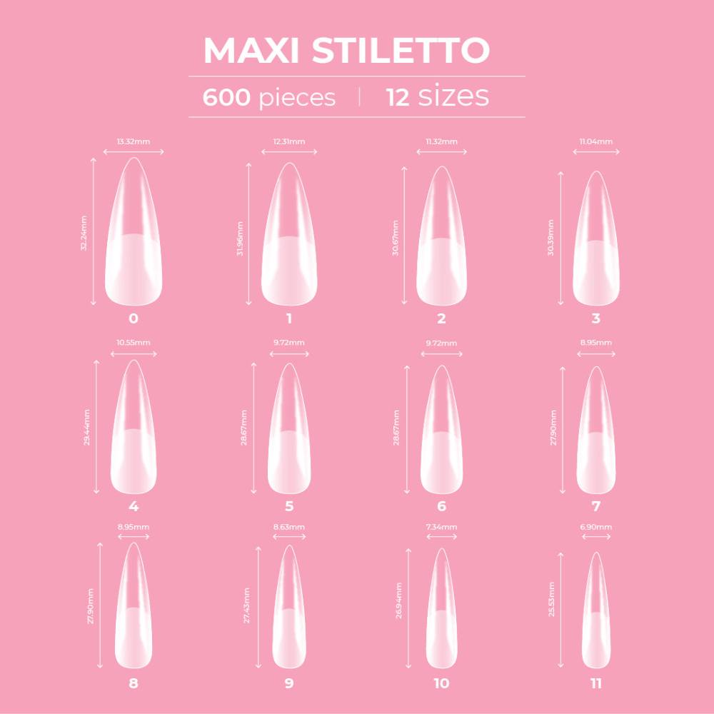 Glitterbels Dream Coverage Full Tips Stiletto Maxi (12 sizes x 50)