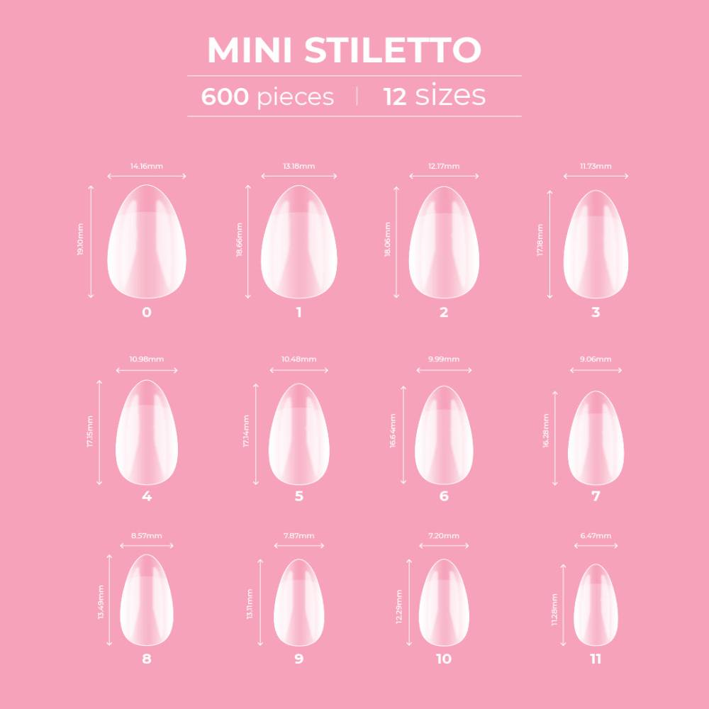 Glitterbels Dream Coverage Full Tips Stiletto Mini (12 sizes x 50)