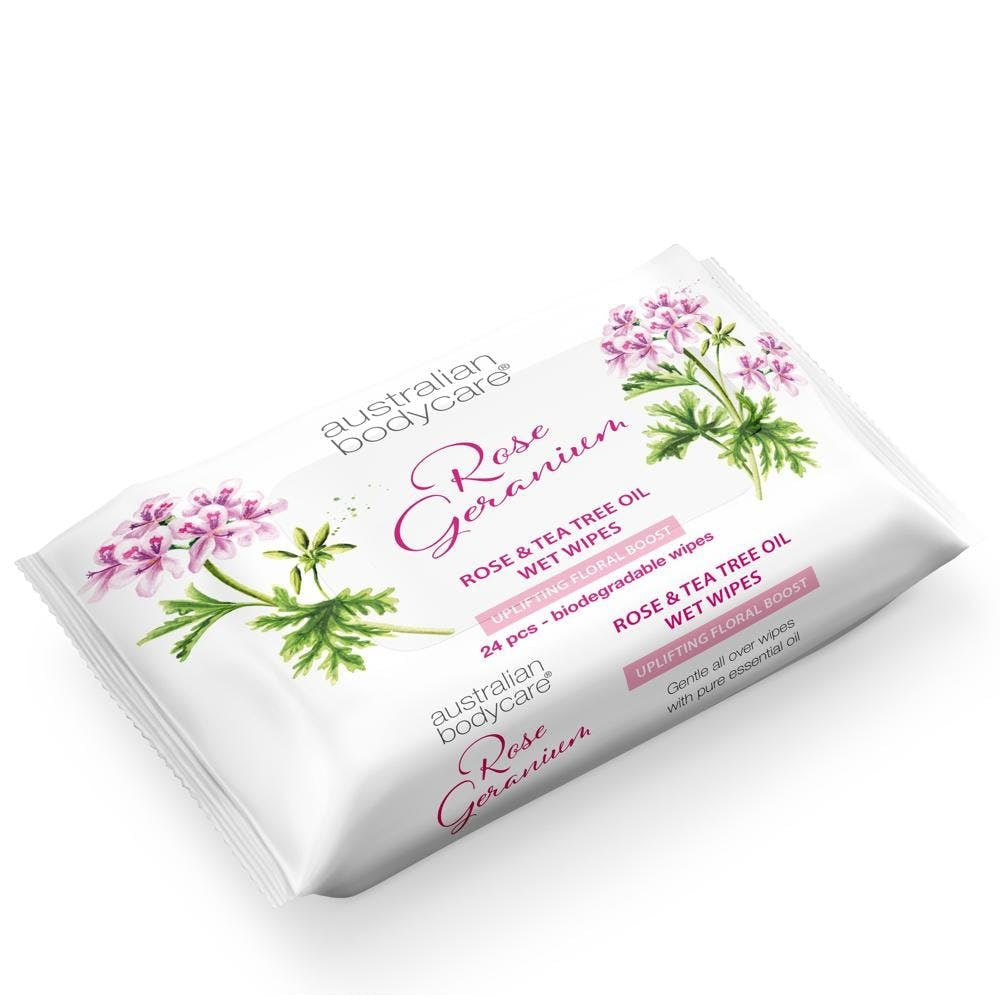 Australian Bodycare Rose Geranium Skin Wipes (24)