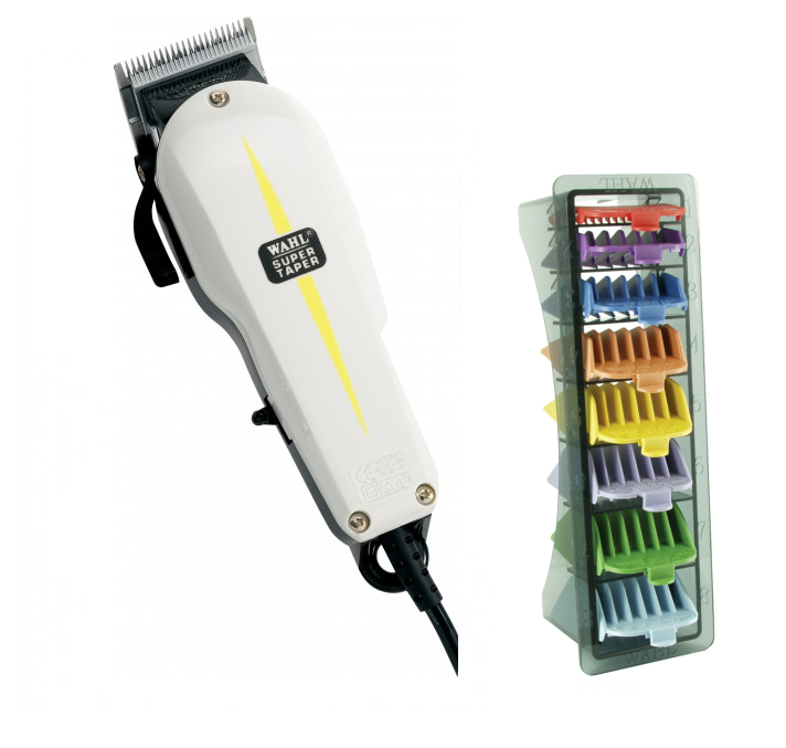 Wahl Super Taper Clipper and 1-8 Coloured Clipper Comb Set