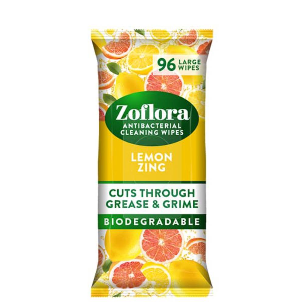 Zoflora Antibacterial Multi-Surface Cleaning Wipes (96 Wipes) Lemon Zing