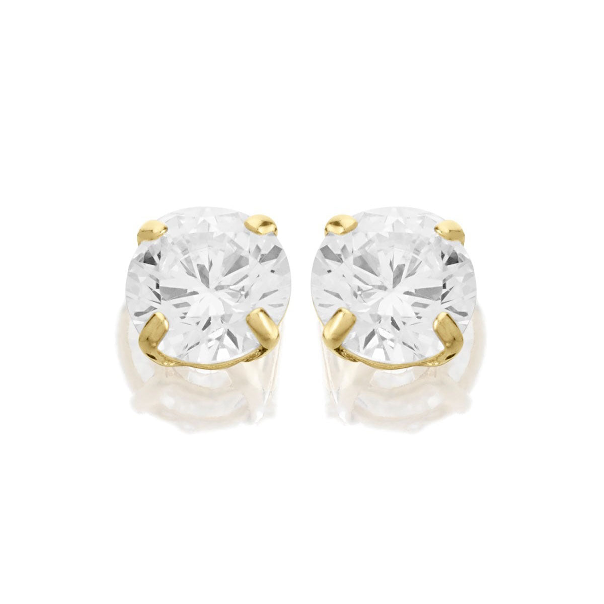Caflon Birthstones Stud Earrings Gold Plated Cubic Zirconia 2mm