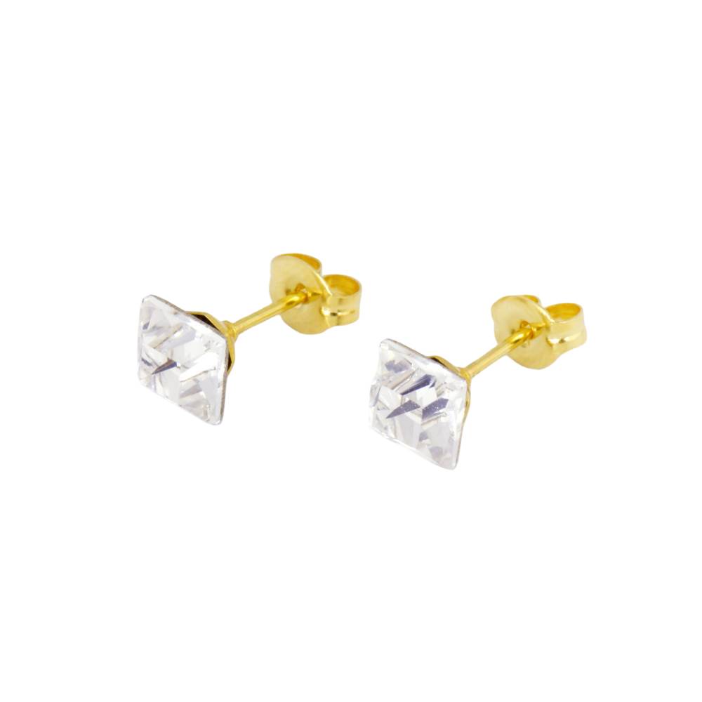 Caflon 24ct Gold Plated Earrings Crystal Square