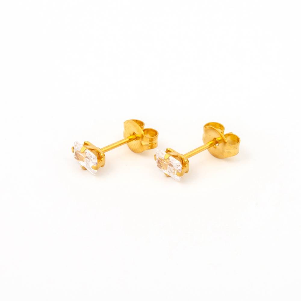 Caflon 24ct Gold Plated Earrings Cubic Zirconia 3mm