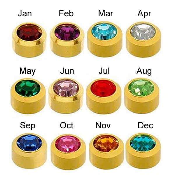 Caflon Birthstones Stud Earrings Gold Plated Assorted Colours Mini (12)