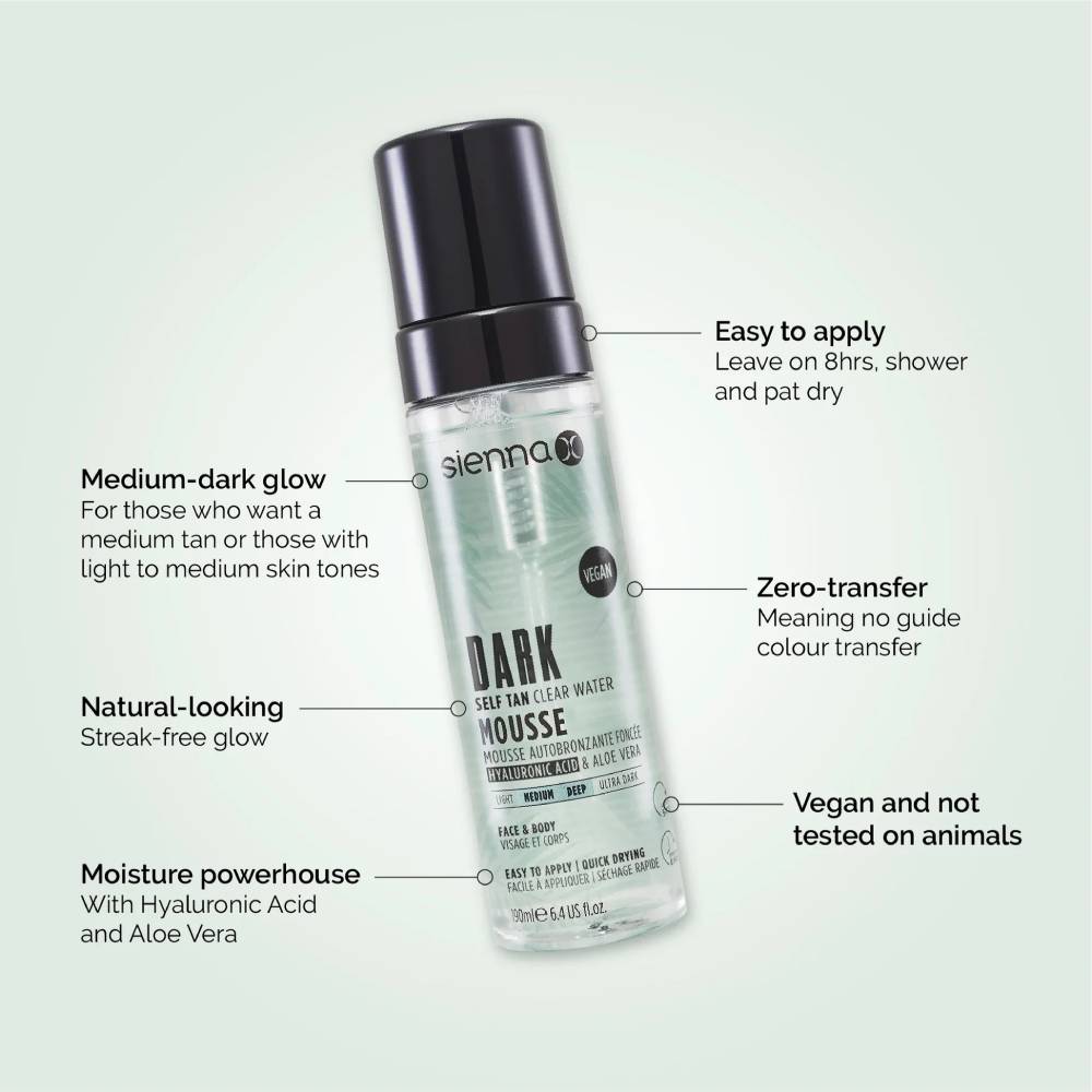 Sienna X Ultra Dark Clear Self Tan Water Mousse 190ml