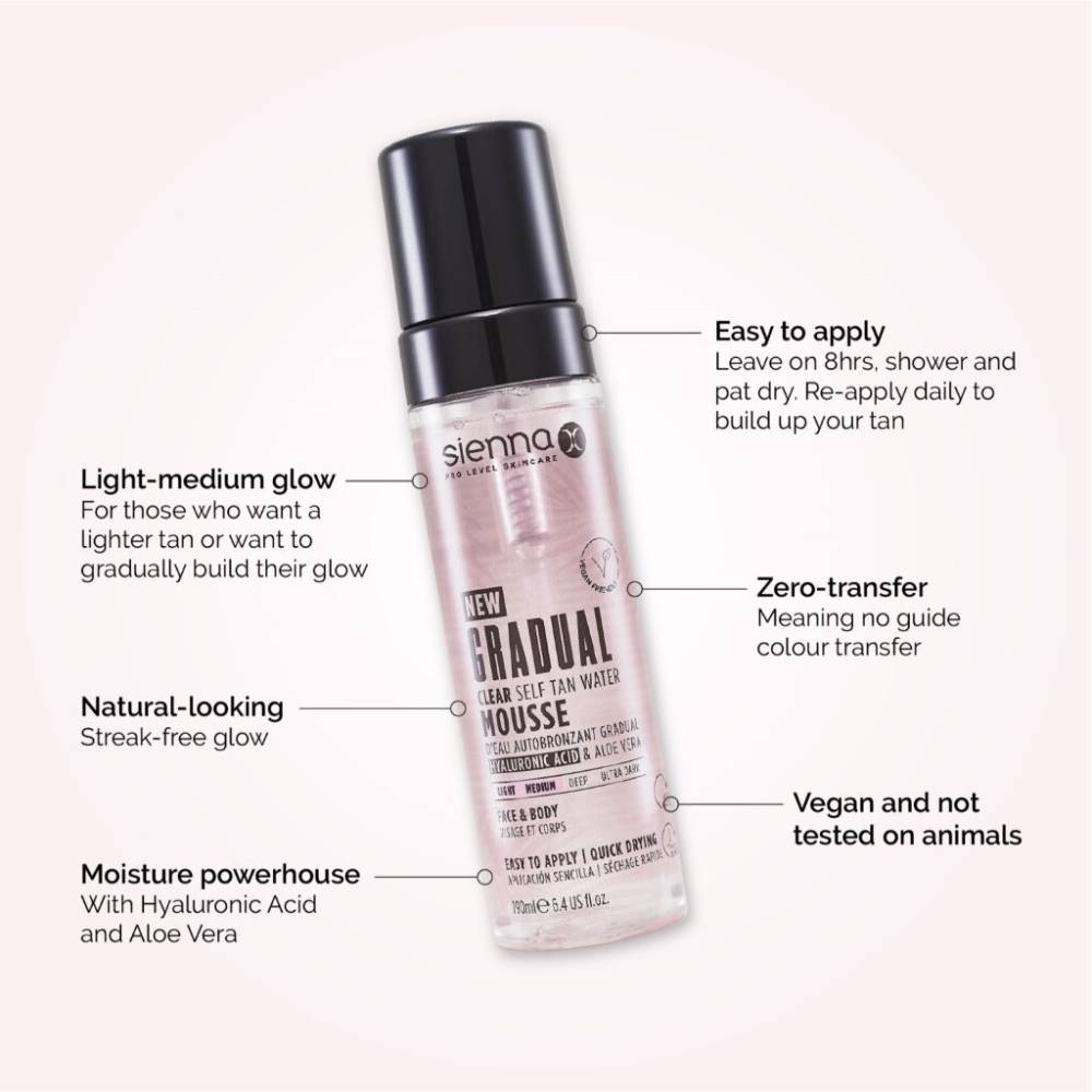 Sienna X Gradual Clear Self Tan Water Mousse 190ml