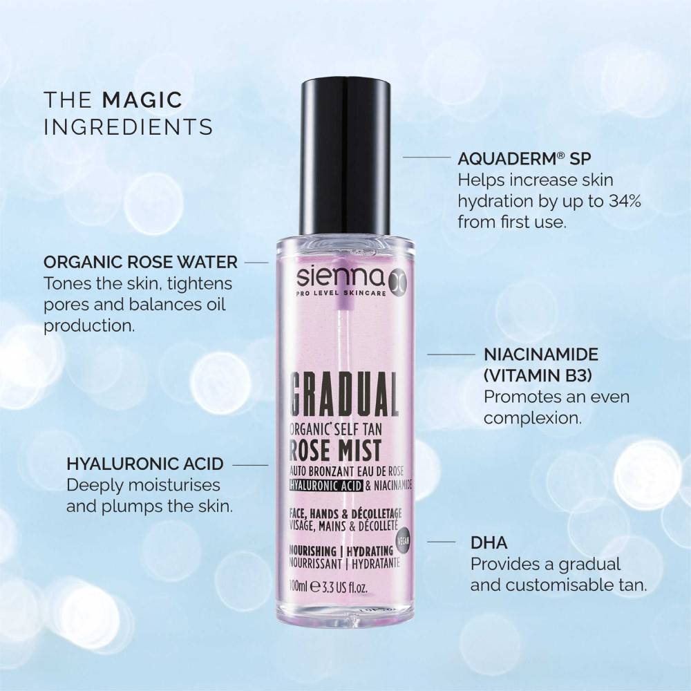 Sienna X Gradual Organic Self Tan Rose Mist 100ml