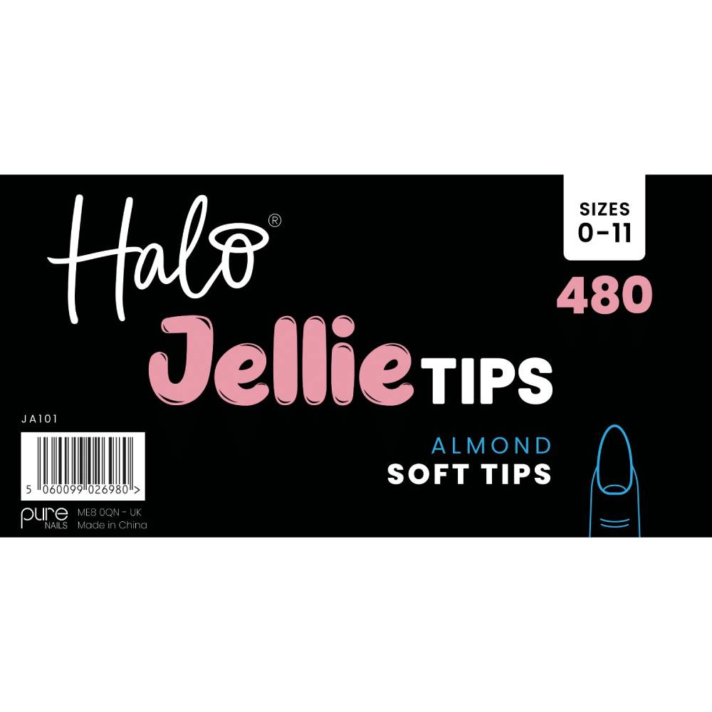 Halo Jellie Nail Tips Almond Sizes 0-11 (480)