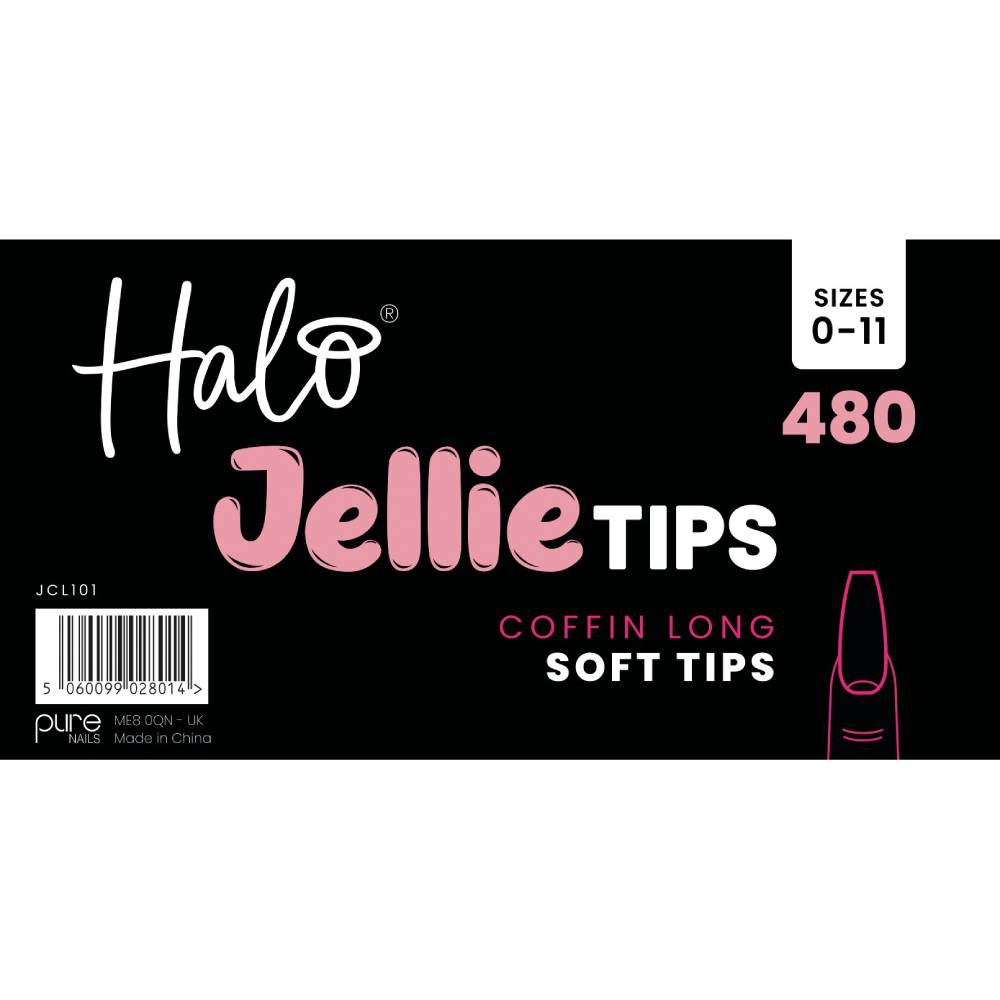 Halo Jellie Nail Tips Coffin Long Sizes 0-11 (480)