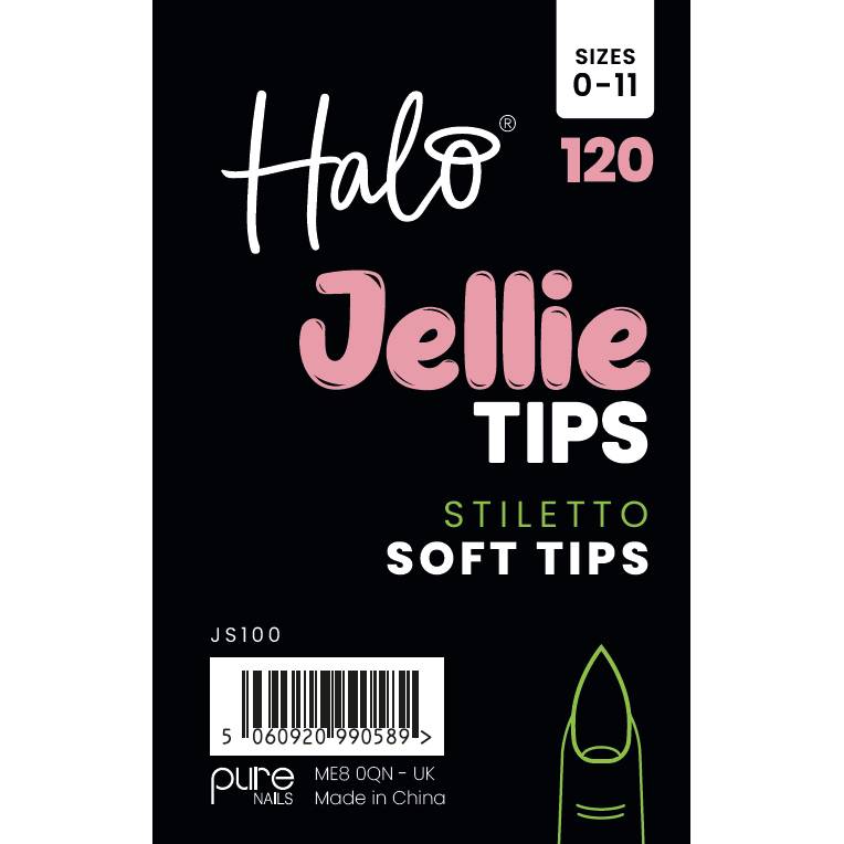 Halo Jellie Nail Tips Stiletto Sizes 0-11 (120)
