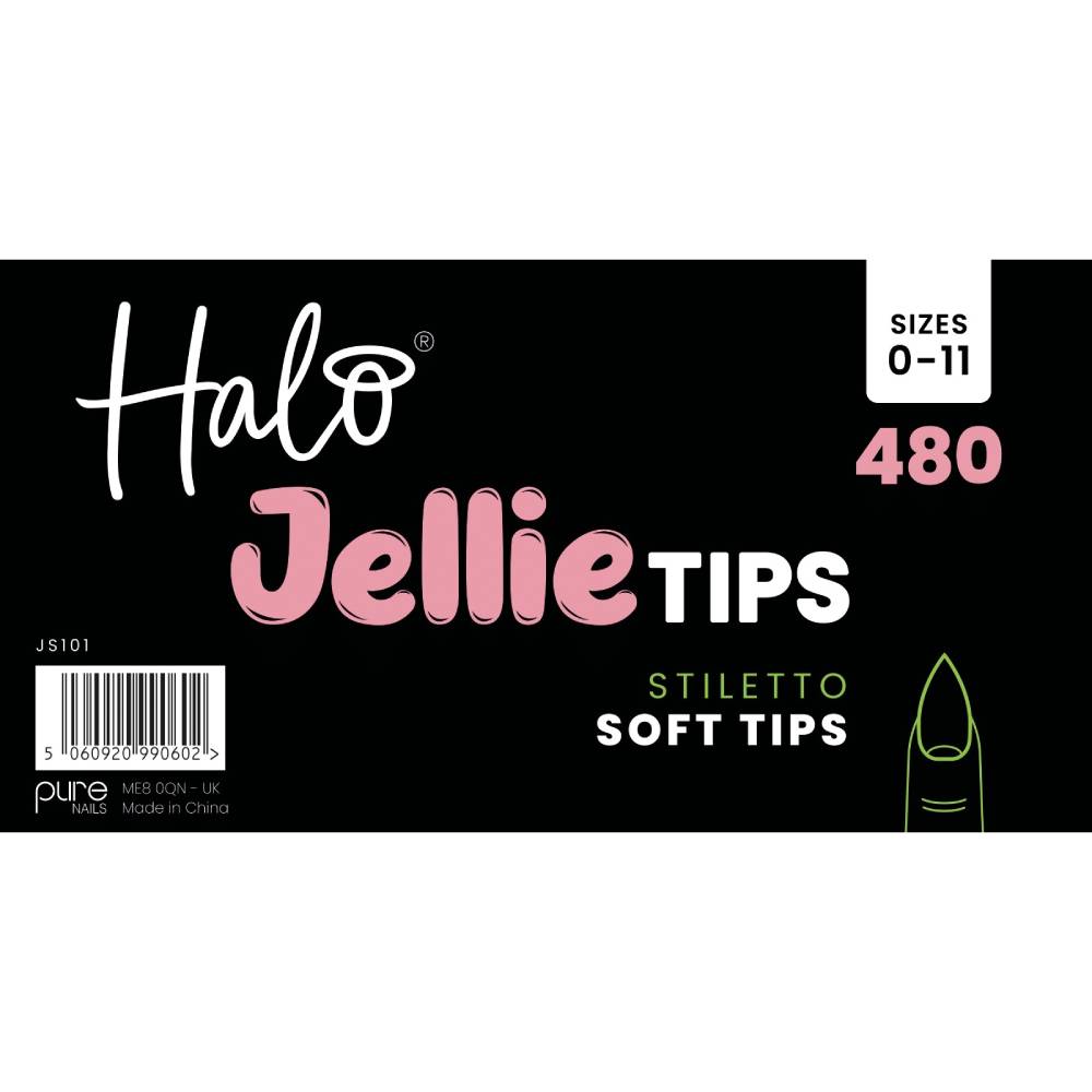 Halo Jellie Nail Tips Stiletto Sizes 0-11 (480)