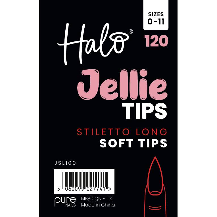 Halo Jellie Nail Tips Stiletto Long Sizes 0-11 (120)