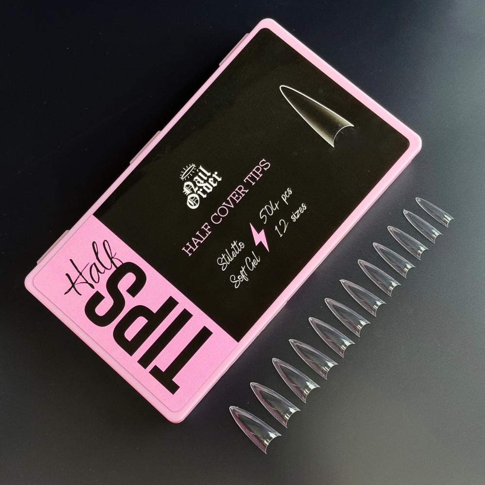 Nail Order Half Cover Tips Long Stiletto (504)