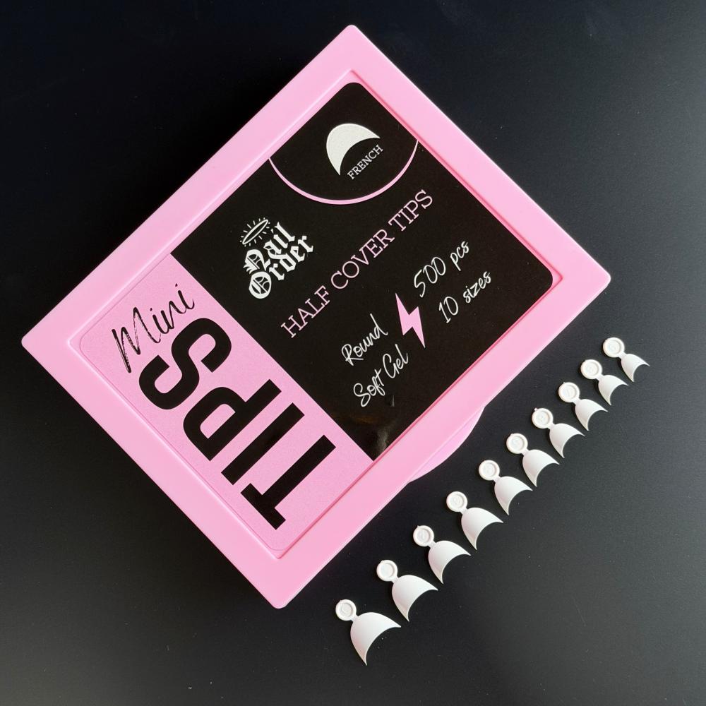 Nail Order Mini Half Cover Tips Round French (500)