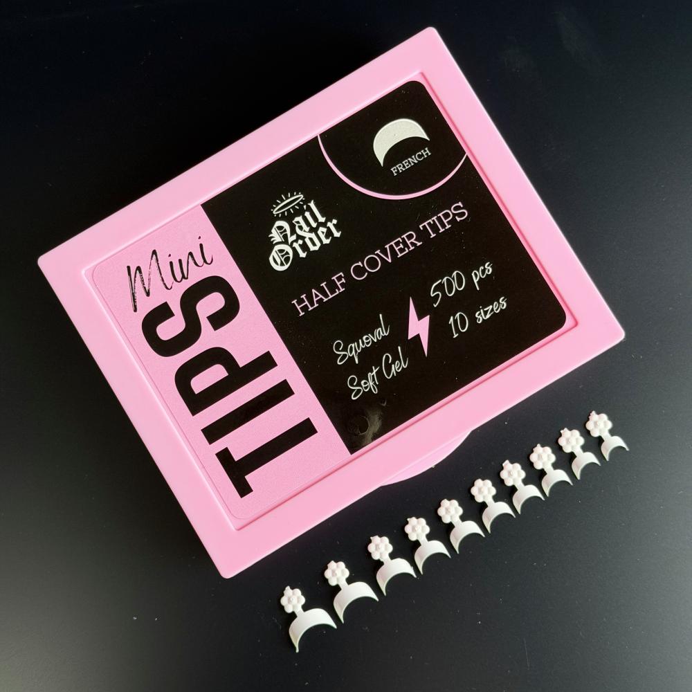 Nail Order Mini Half Cover Tips Squoval French (500)