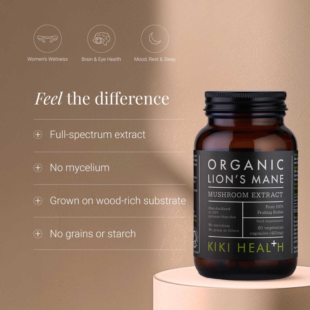 KIKI Health Organic Lion's Mane Mushroom Extract Capsules 400mg (60)
