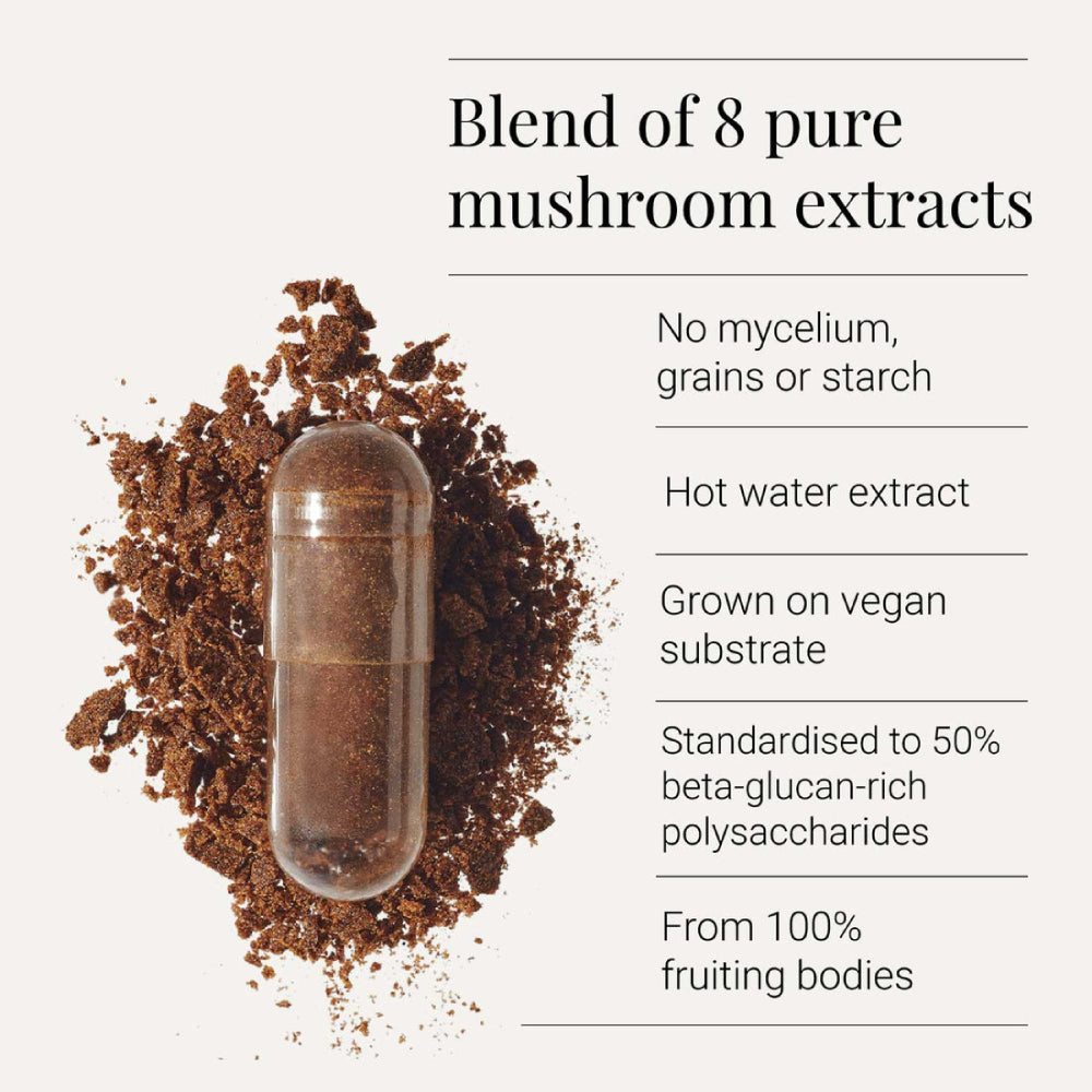 KIKI Health Organic Multi-Mushroom 8 Extract Blend Capsules 400mg (60)
