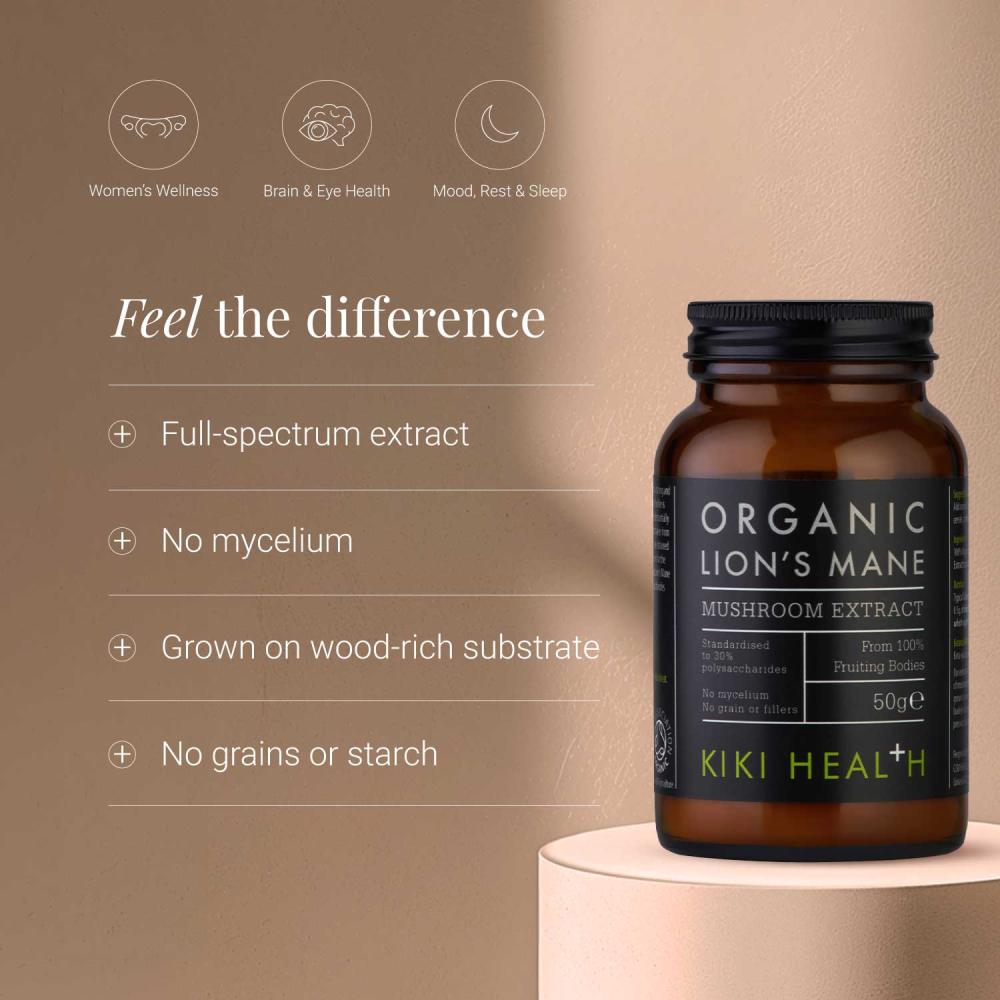 KIKI Health Organic Lion's Mane Mushroom Extract Powder 50g