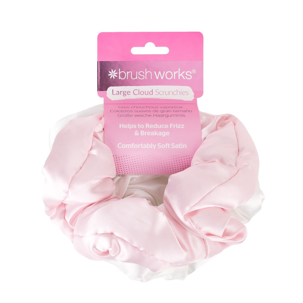 Brushworks Large Cloud Scrunchies - Pink & White (2)
