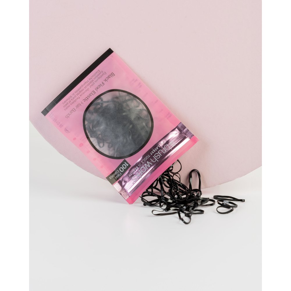 Brushworks Flexi Elastic Hair Bands Black (100)