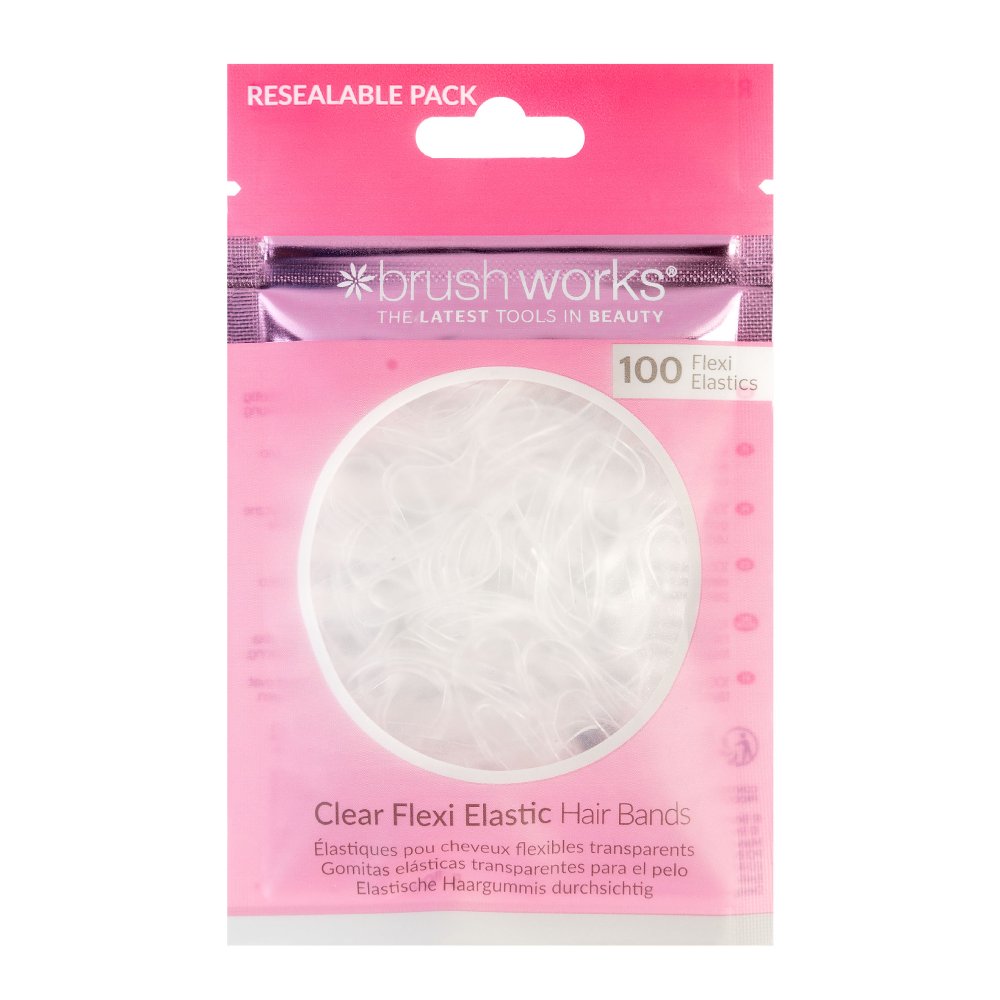 Brushworks Flexi Elastic Hair Bands Clear (100)