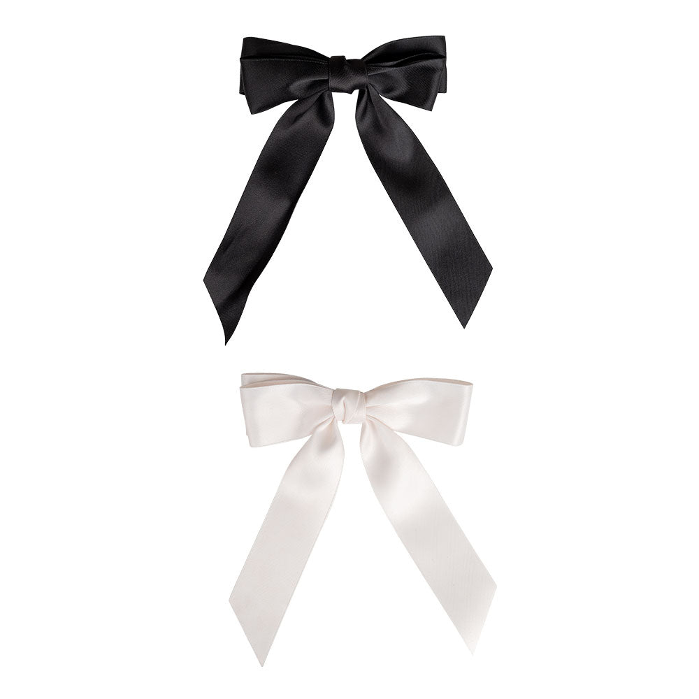 Brushworks Satin Hair Bow Duo Black & White