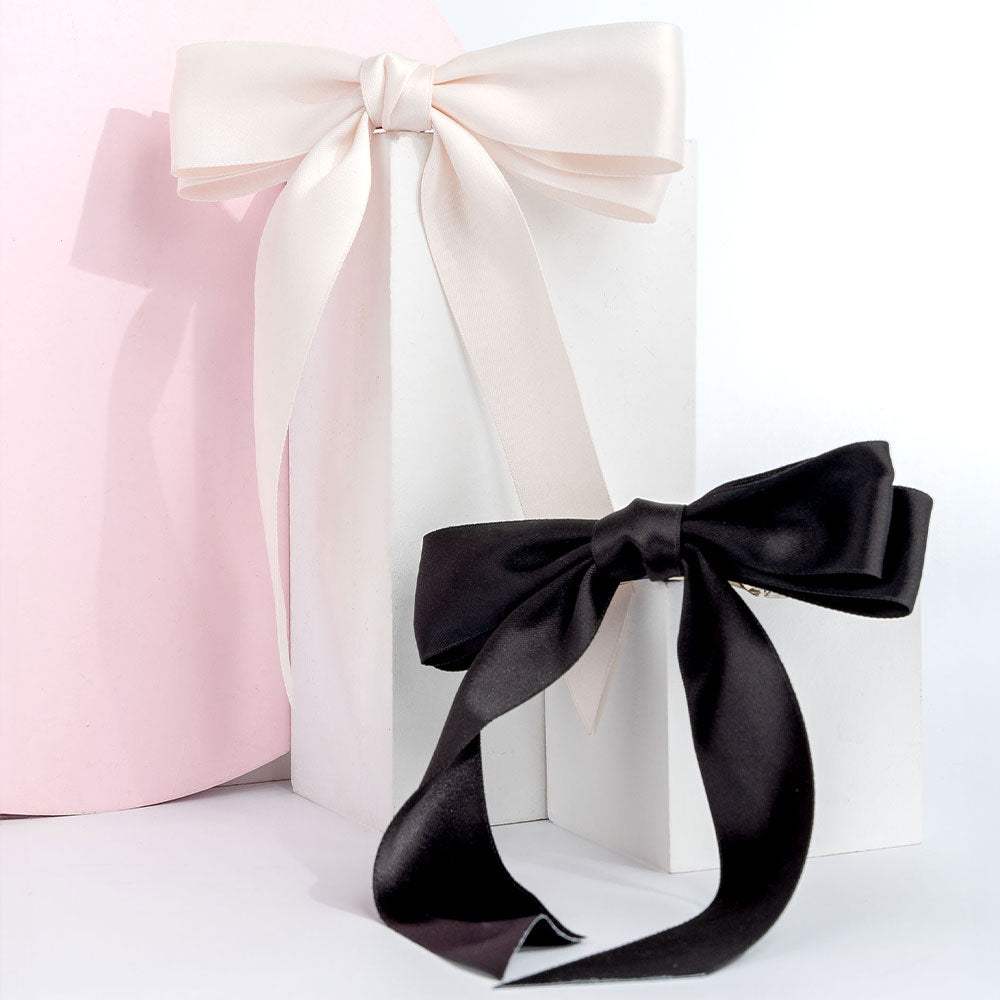 Brushworks Satin Hair Bow Duo Black & White