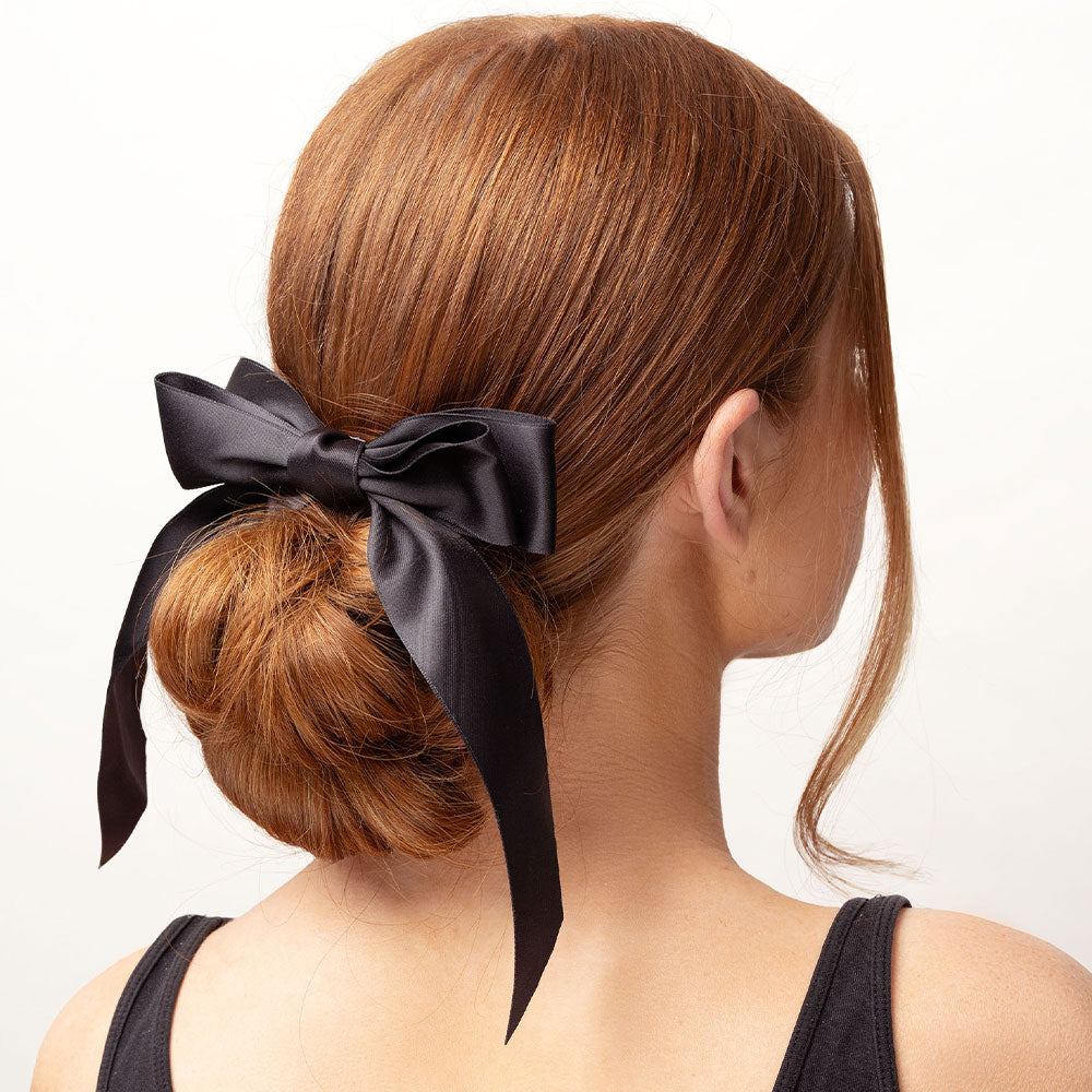 Brushworks Satin Hair Bow Duo Black & White