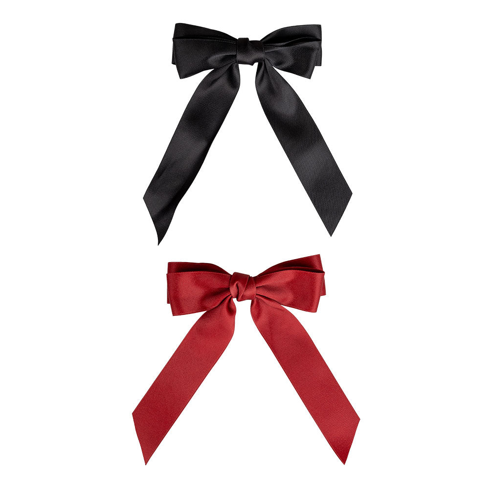 Brushworks Satin Hair Bow Duo Red & Black