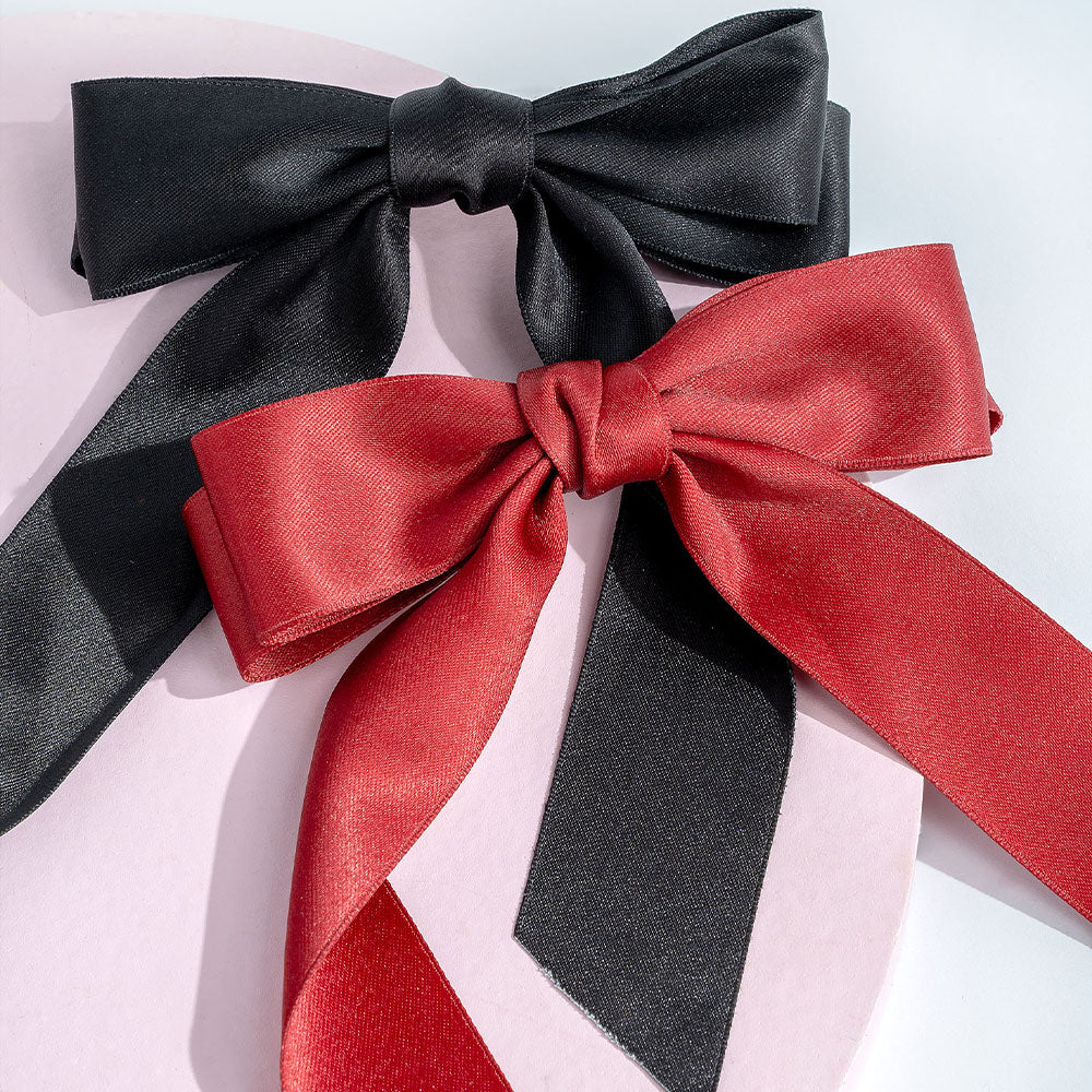 Brushworks Satin Hair Bow Duo Red & Black