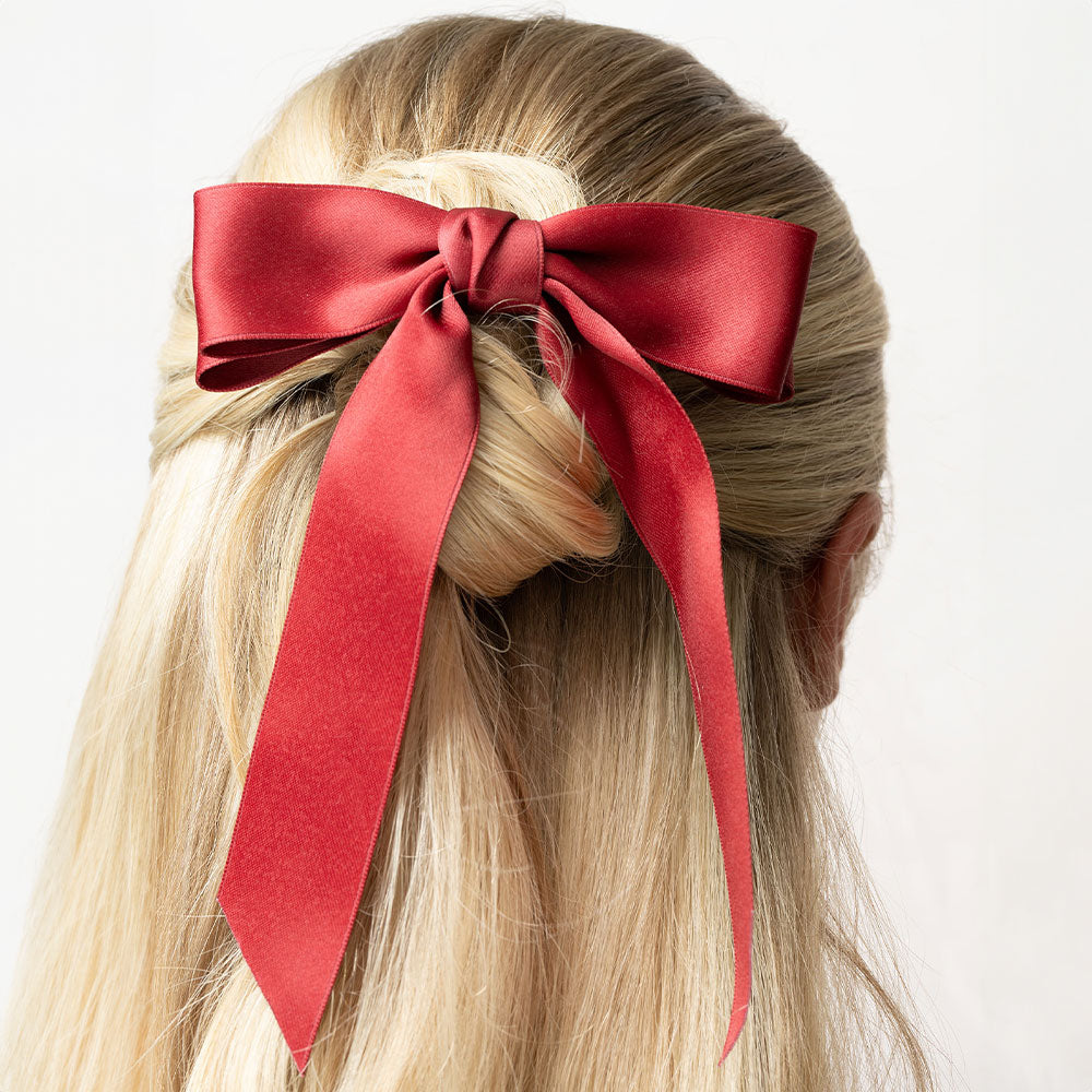 Brushworks Satin Hair Bow Duo Red & Black