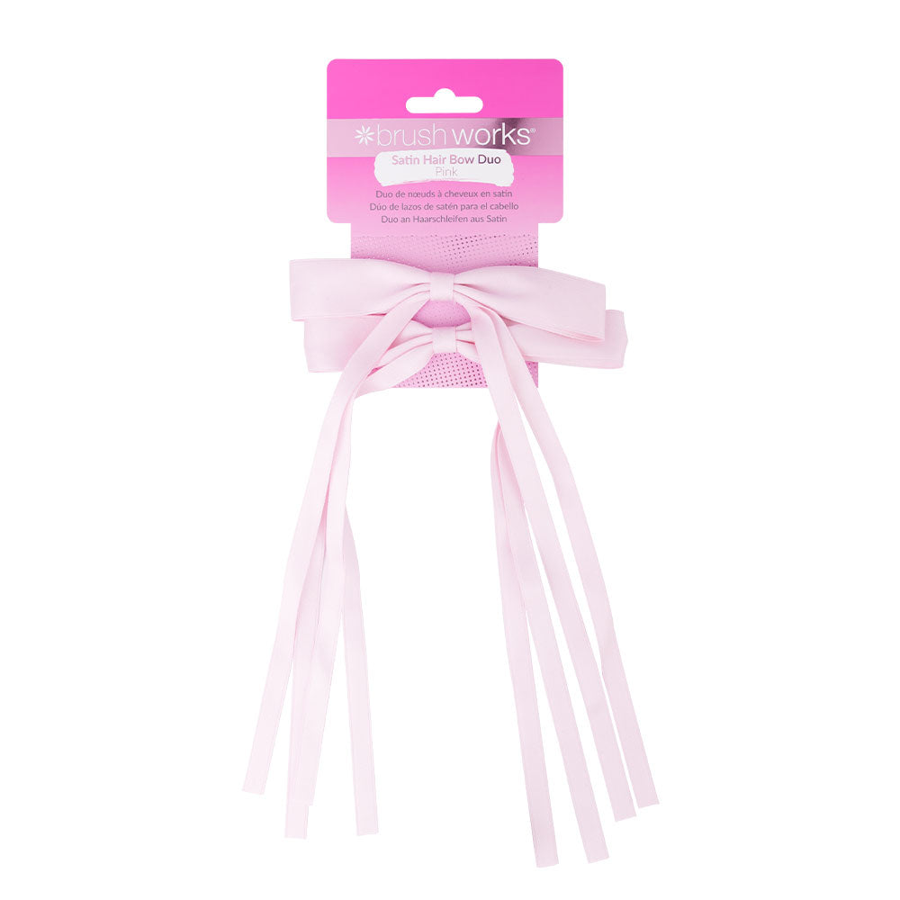 Brushworks Satin Hair Bow Duo Pink