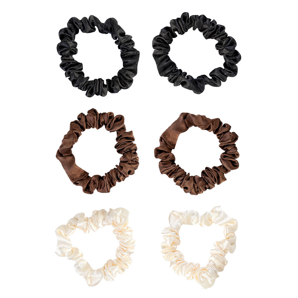 Brushworks Skinny Satin Scrunchies (6)
