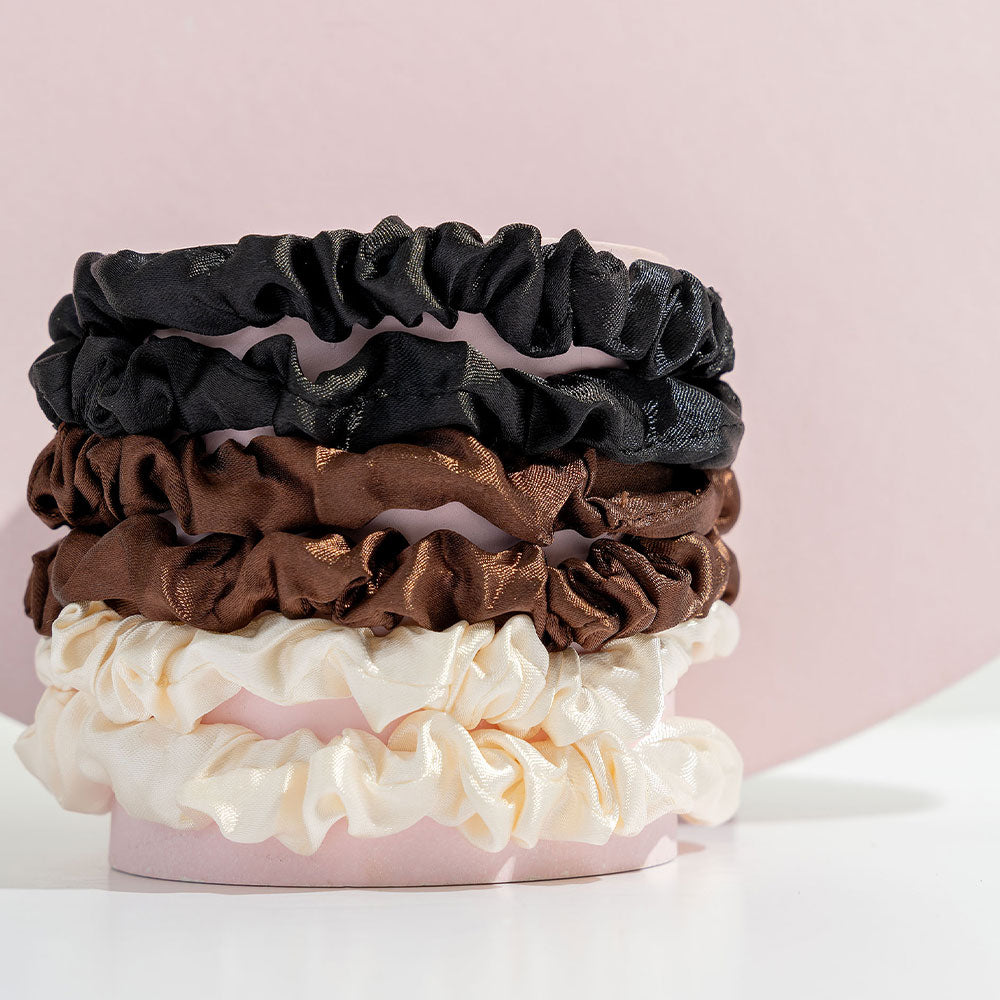 Brushworks Skinny Satin Scrunchies (6)