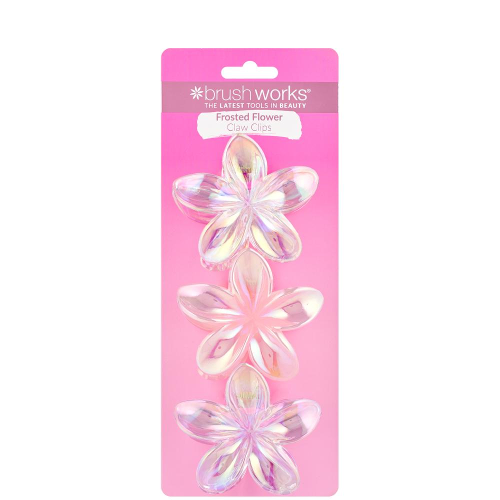 Brushworks Frosted Flower Claw Clips (3)
