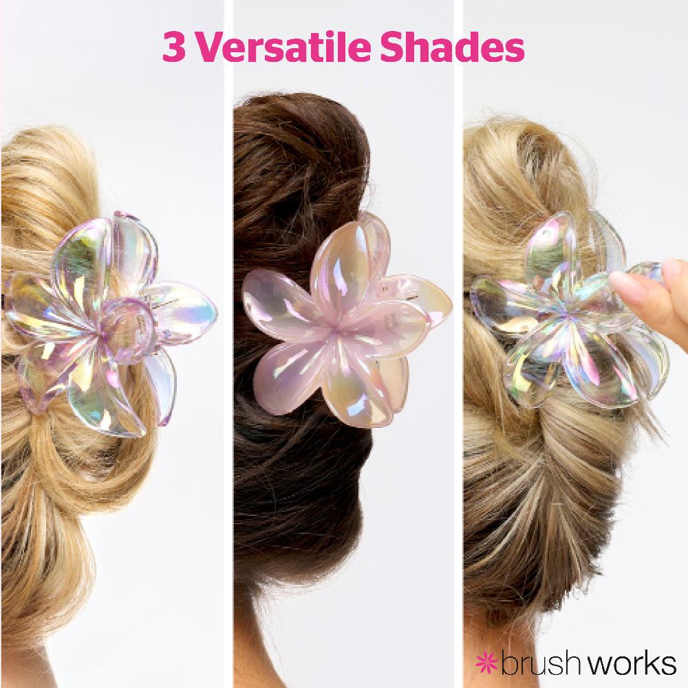 Brushworks Frosted Flower Claw Clips (3)