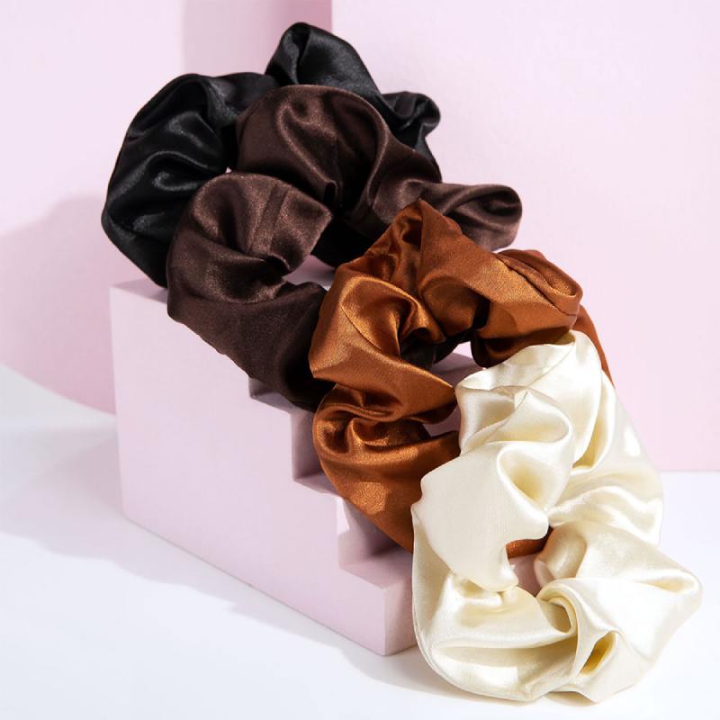 Brushworks Nude Satin Scrunchies (4)