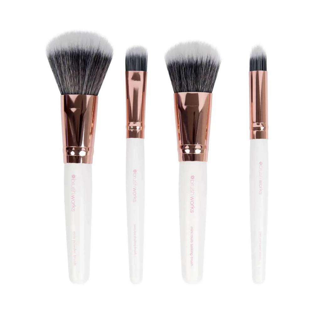 Brushworks White & Gold Travel Makeup Brush Set