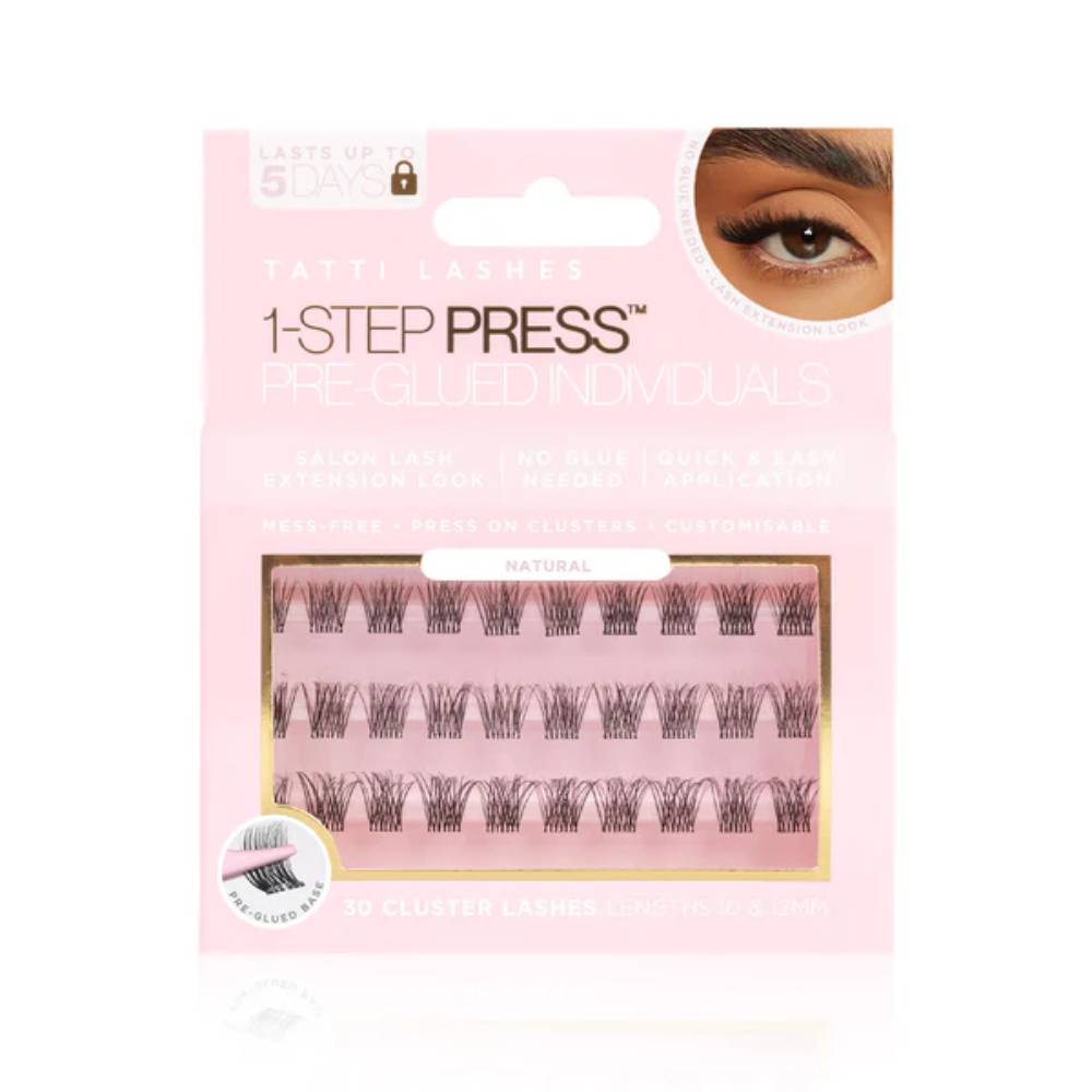 Tatti Lashes 1-Step Press Pre-Glued Individuals Natural (30)