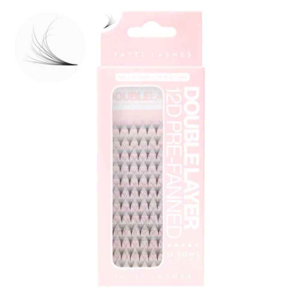 Tatti Lashes 12D Pre-Fanned Double Layer CC & D Curl (8-15mm)