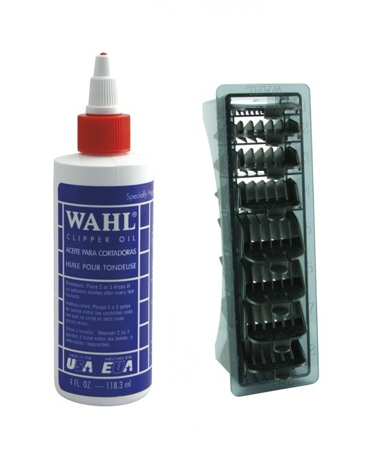 Wahl Clipper Oil 4oz and Wahl 1-8 Black Clipper Comb Set