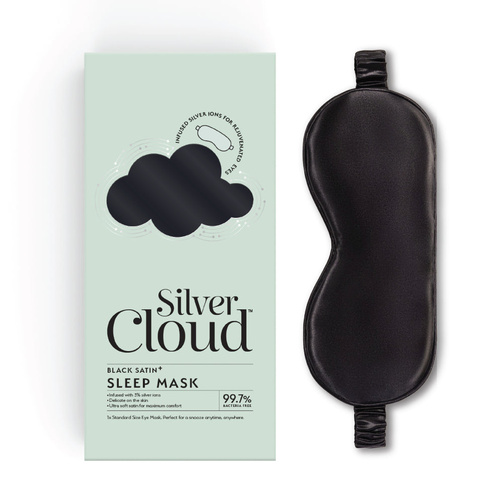 Silver Cloud Black Satin Sleep Mask