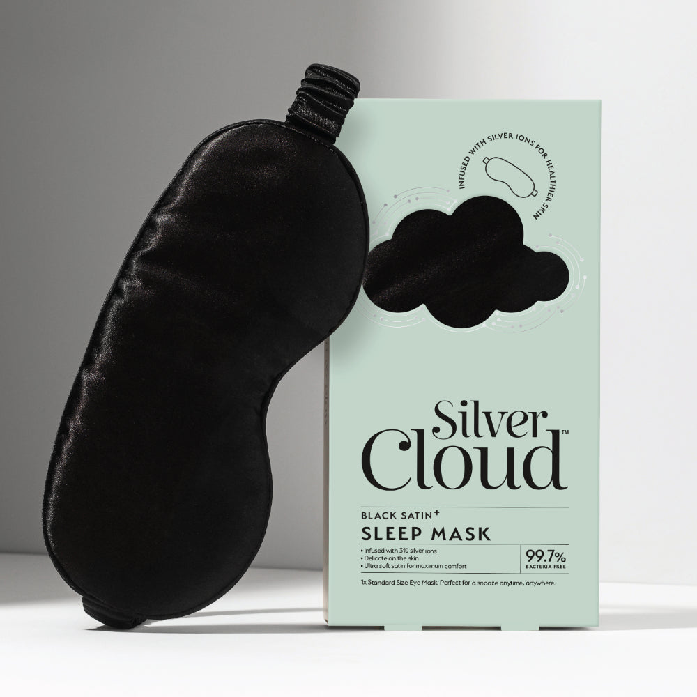 Silver Cloud Black Satin Sleep Mask